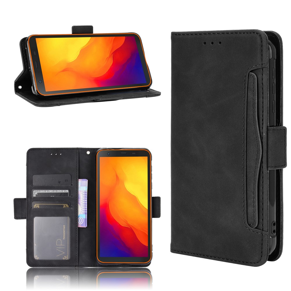 Wallet Stand Flip Leather Phone Shell for Blackview BV6300 Pro - Black-1