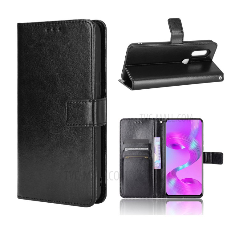 Crazy Horse Texture Wallet Stand Leather Shell Phone Casing for Infinix S5 Pro/X660 - Black-1