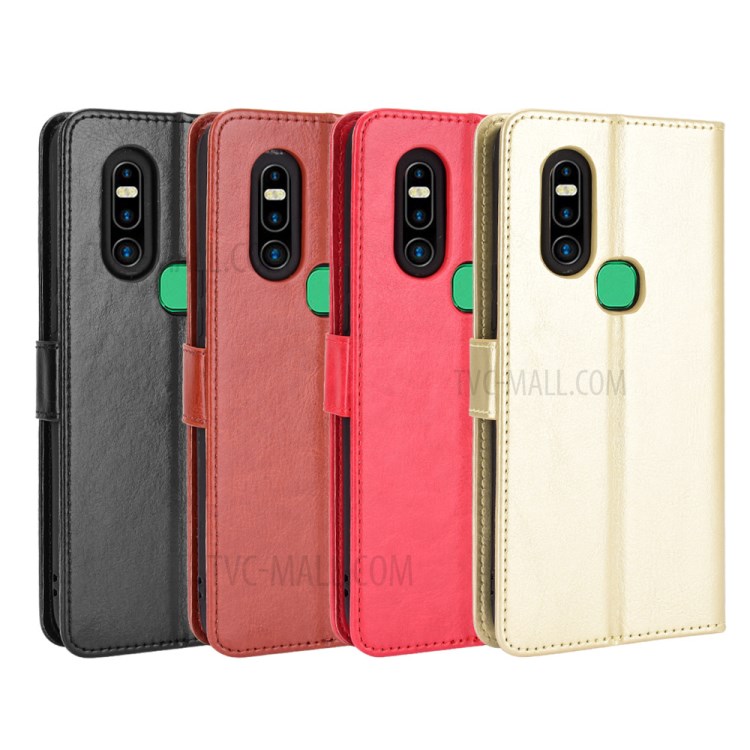 Crazy Horse Texture Wallet Stand Leather Shell Phone Casing for Infinix S5 Pro/X660 - Black-11