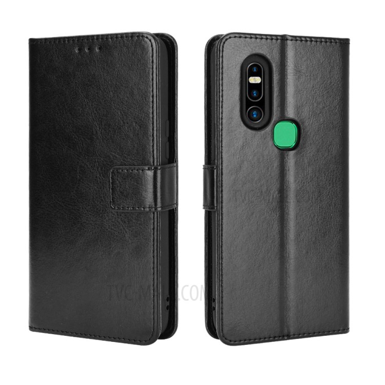 Crazy Horse Texture Wallet Stand Leather Shell Phone Casing for Infinix S5 Pro/X660 - Black-2