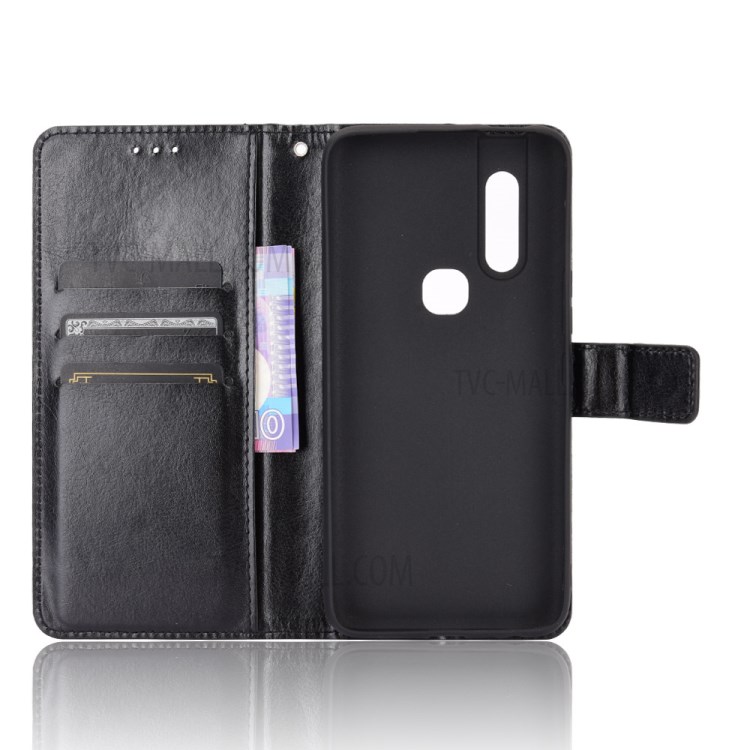 Crazy Horse Texture Wallet Stand Leather Shell Phone Casing for Infinix S5 Pro/X660 - Black-4