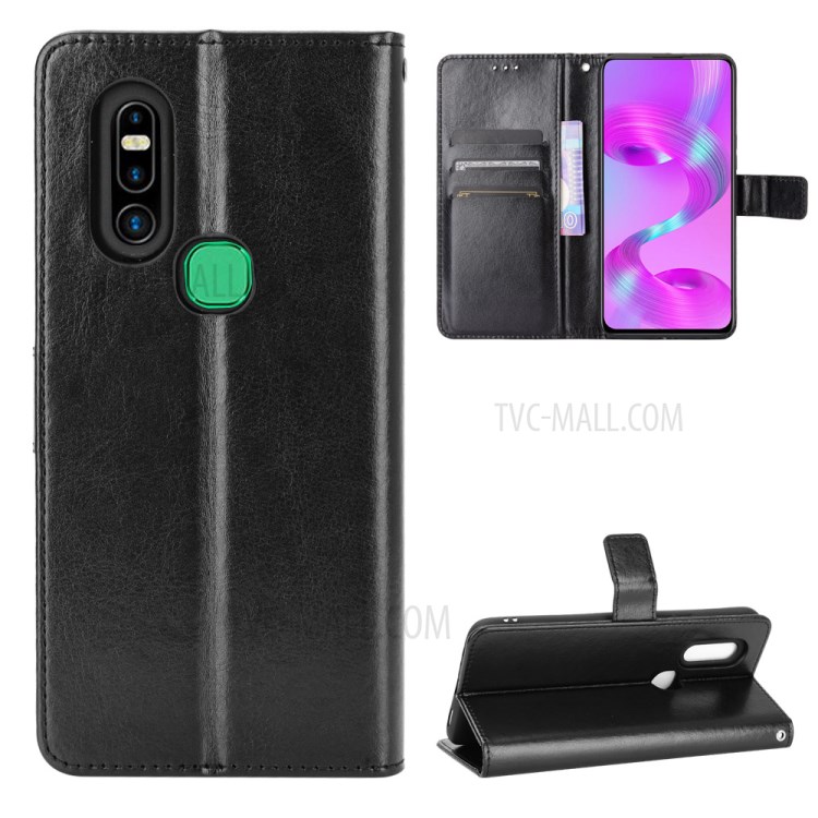 Crazy Horse Texture Wallet Stand Leather Shell Phone Casing for Infinix S5 Pro/X660 - Black-8