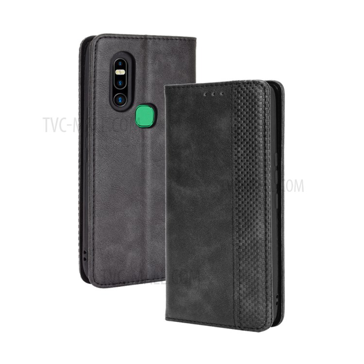 Auto-absorbed Retro PU Leather Cover Wallet Phone Case for Infinix S5 Pro/X660 - Black-2