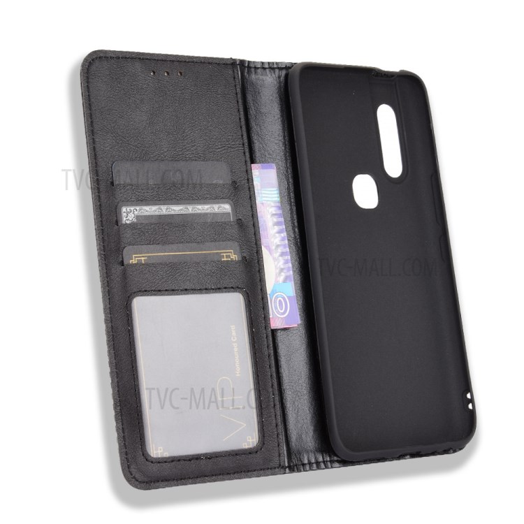 Auto-absorbed Retro PU Leather Cover Wallet Phone Case for Infinix S5 Pro/X660 - Black-4
