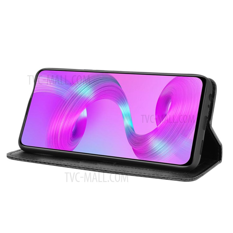 Auto-absorbed Retro PU Leather Cover Wallet Phone Case for Infinix S5 Pro/X660 - Black-6