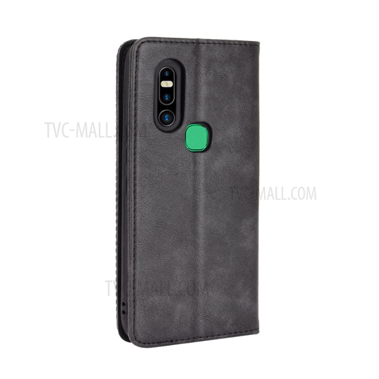 Auto-absorbed Retro PU Leather Cover Wallet Phone Case for Infinix S5 Pro/X660 - Black-7
