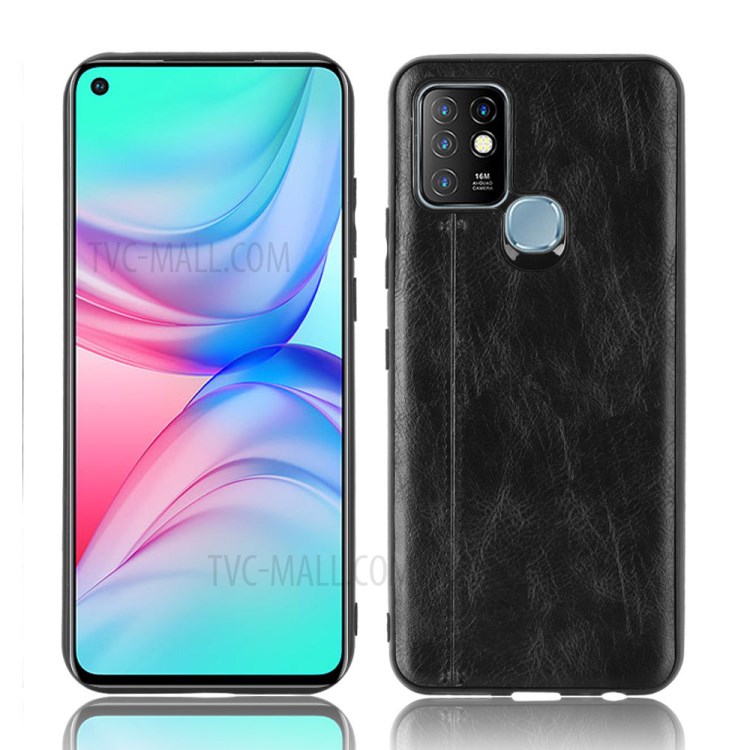 PU Leather Coated PC + TPU Combo Mobile Phone Case for Infinix Hot 10 - Black-1