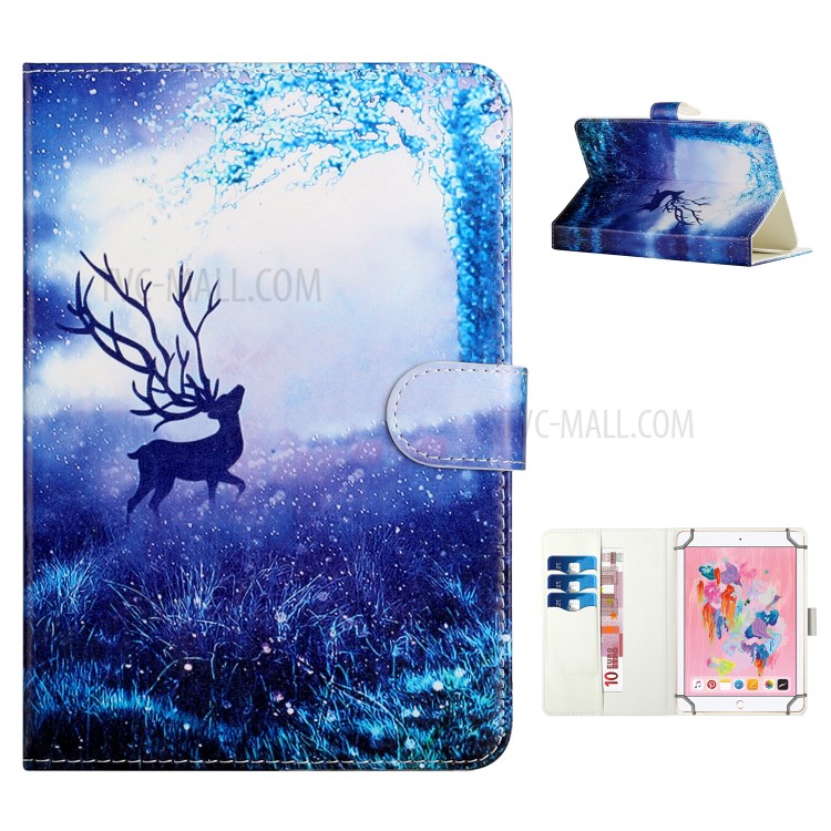 Pattern Printing Universal Leather Case Shell with Stand for 7-inch Tablet PC - Elk in the Forest-1