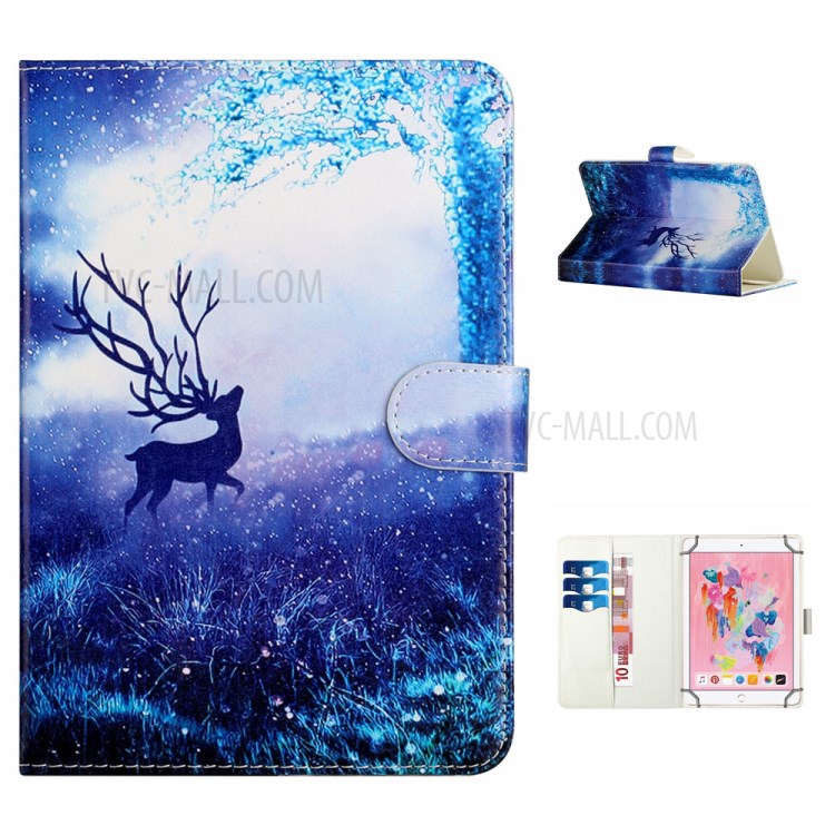 Universal Patterned PU Leather Shell Protective Case for 8-inch Tablet - Elk in the Forest-1