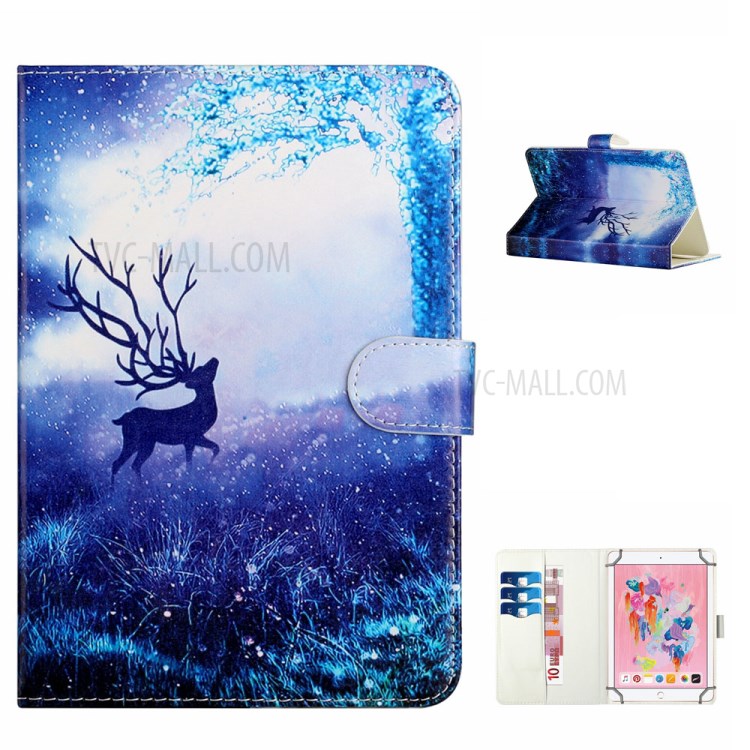 Patterned 10-inch Universal Leather Tablet Case for Surface Go Etc. - Elk in the Forest-1