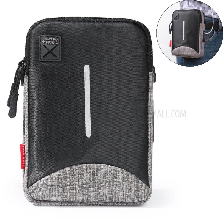 6inch Cell Phone Shoulder Bag Waist Pack with USB Charging Port Earphone Hole for Outdoor Sports - Grey-1
