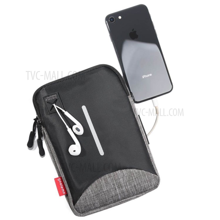 6inch Cell Phone Shoulder Bag Waist Pack with USB Charging Port Earphone Hole for Outdoor Sports - Grey-2