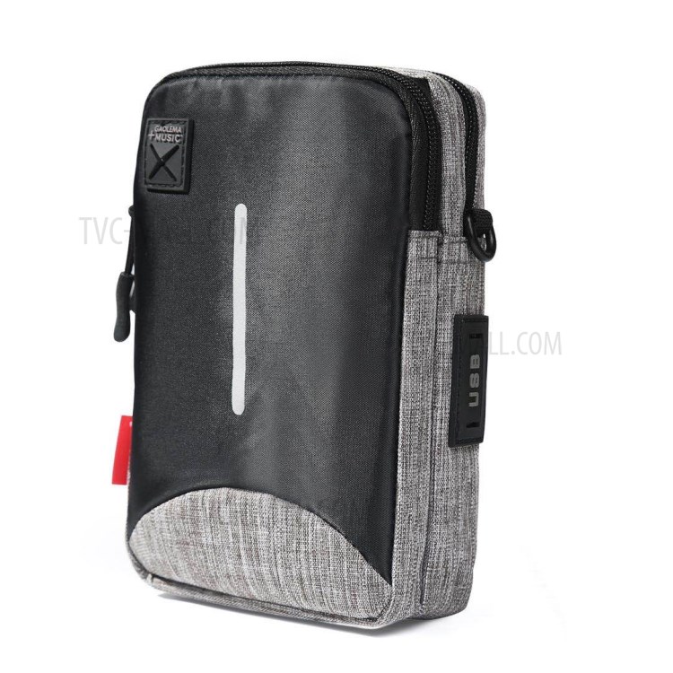 6inch Cell Phone Shoulder Bag Waist Pack with USB Charging Port Earphone Hole for Outdoor Sports - Grey-4