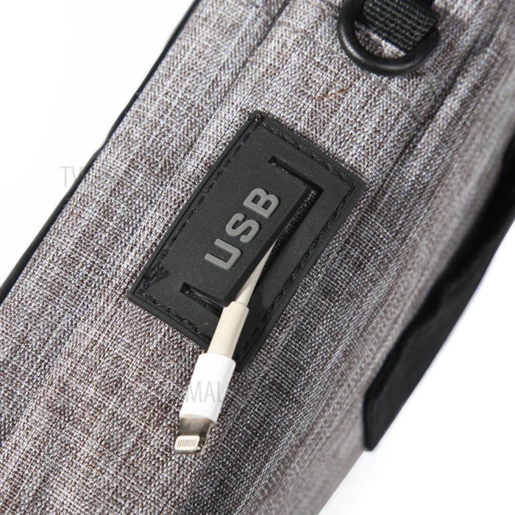 6inch Cell Phone Shoulder Bag Waist Pack with USB Charging Port Earphone Hole for Outdoor Sports - Grey-7