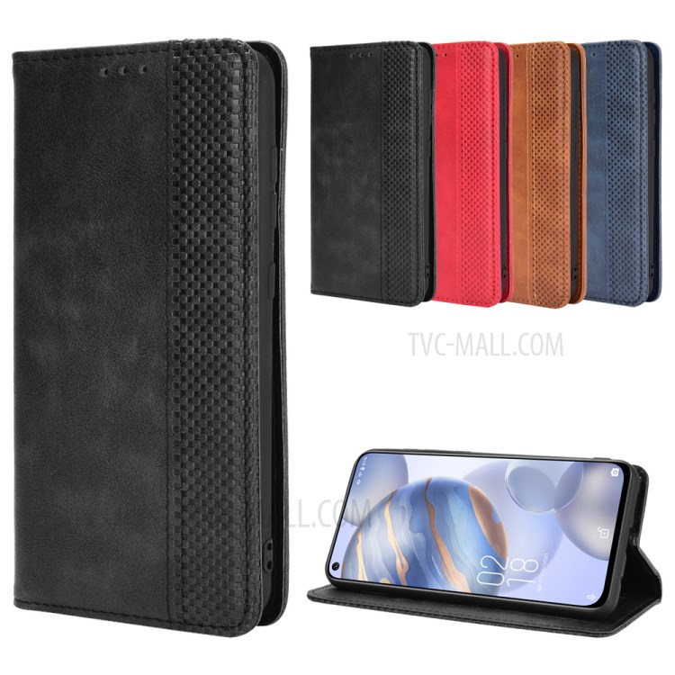 Retro Style Automatic Absorption Leather Wallet Phone Stand Cover Case for Oukitel C21/C21 Pro - Black-10