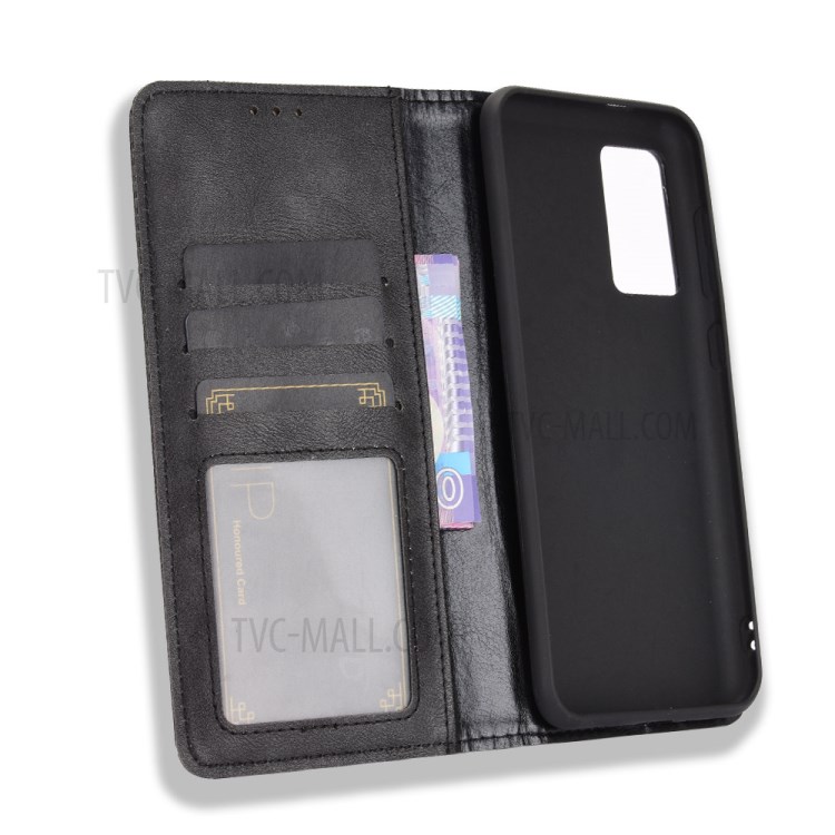 Retro Style Automatic Absorption Leather Wallet Phone Stand Cover Case for Oukitel C21/C21 Pro - Black-3