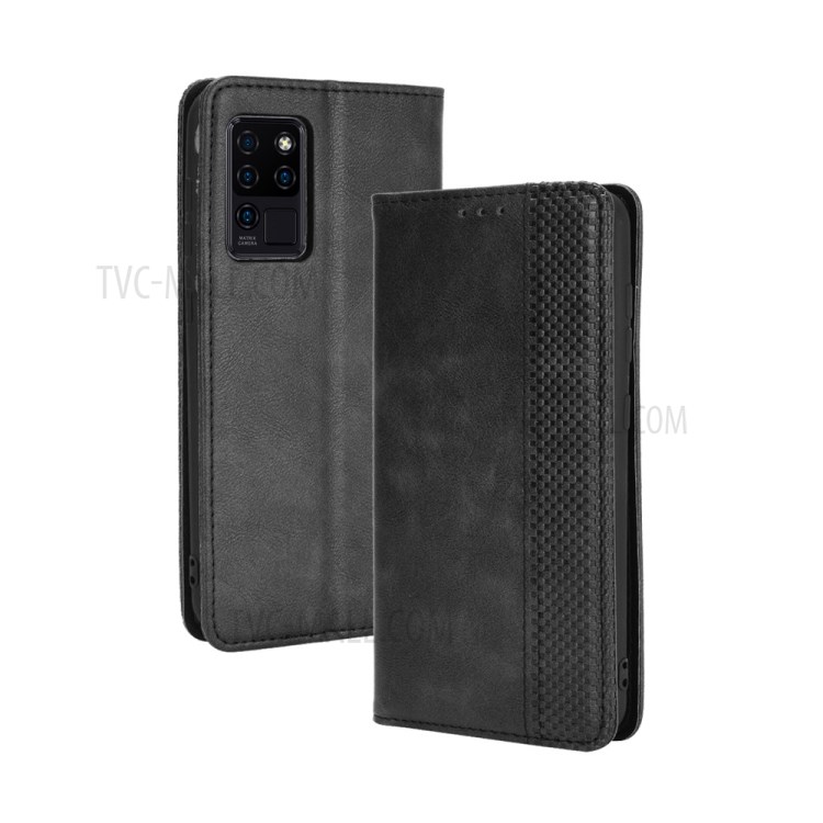 Retro Style Automatic Absorption Leather Wallet Phone Stand Cover Case for Oukitel C21/C21 Pro - Black-7