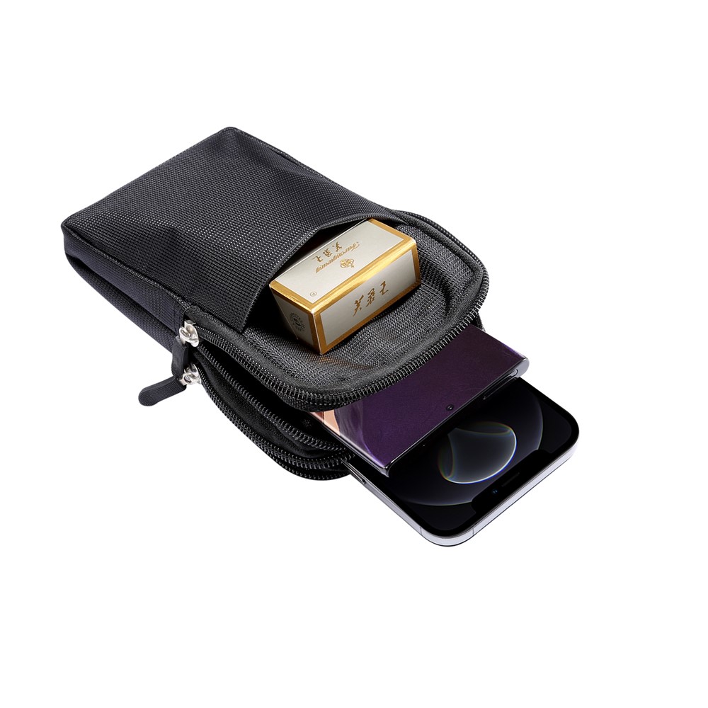 6.7/6.9 inch Universal Phone Pouch Case Sports Leisure Waist Bag for iPhone Samsung Huawei Etc. - Black-6