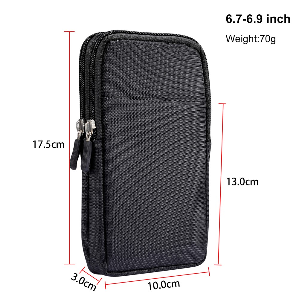 6.7/6.9 inch Universal Phone Pouch Case Sports Leisure Waist Bag for iPhone Samsung Huawei Etc. - Black-8