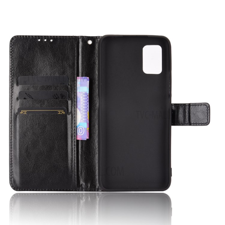 Crazy Horse Skin Leather Phone Wallet Stand Cover Shell with Lanyard for Umidigi A7S - Black-5