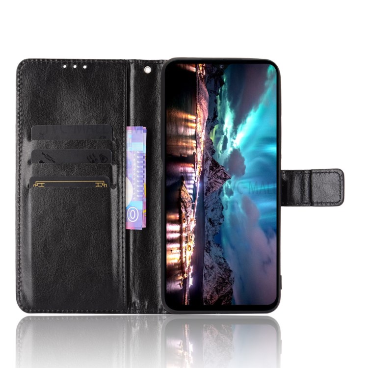 Crazy Horse Skin Leather Phone Wallet Stand Cover Shell with Lanyard for Umidigi A7S - Black-6