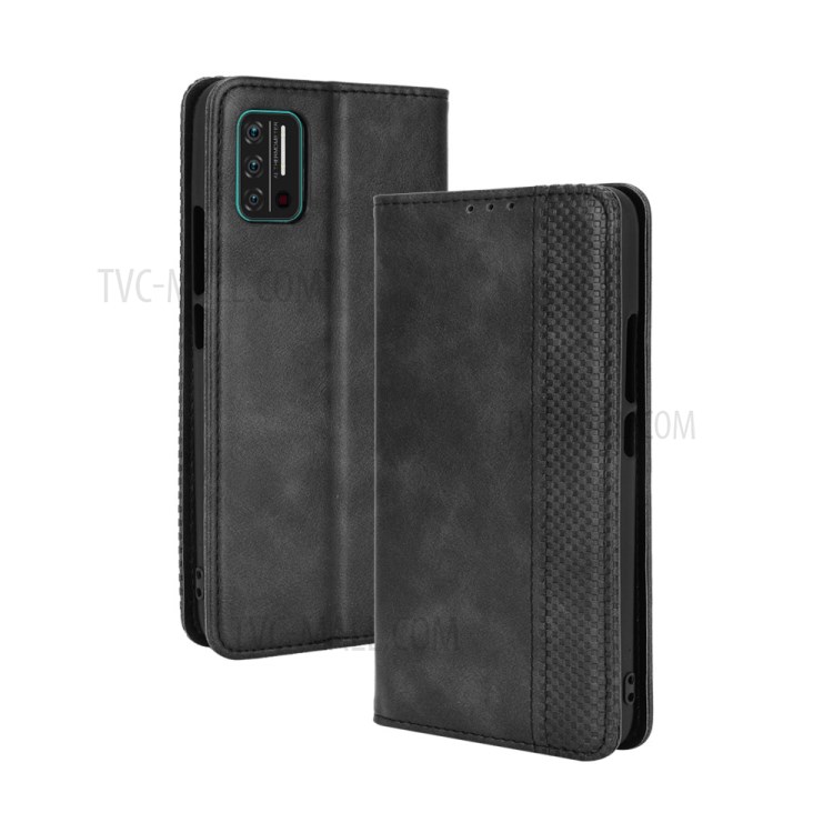 Magnetic Vintage Style Wallet Stand Phone Case Cover for Umidigi A7S - Black-2