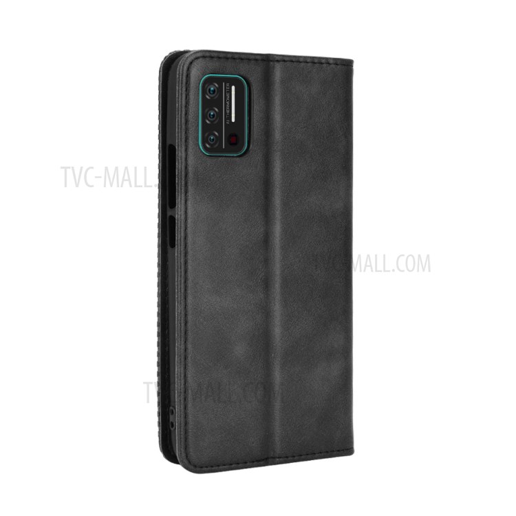 Magnetic Vintage Style Wallet Stand Phone Case Cover for Umidigi A7S - Black-4