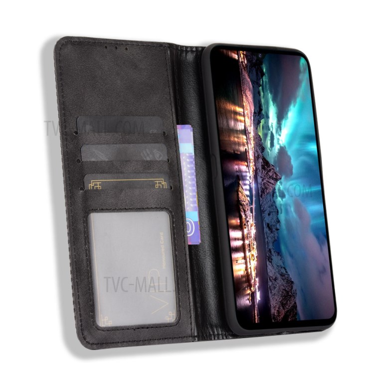 Magnetic Vintage Style Wallet Stand Phone Case Cover for Umidigi A7S - Black-6