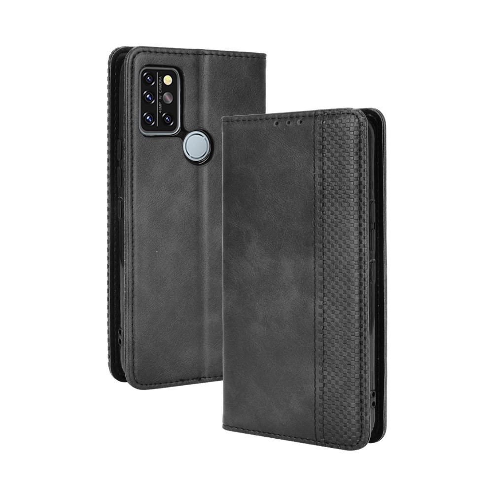 Vintage Style Magnetic Closure Leather Cell Phone Cover with Stand for Umidigi A9 Pro - Black-2