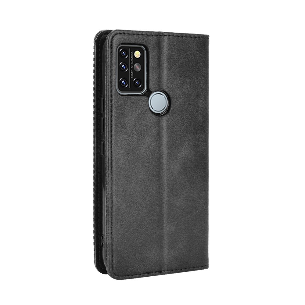 Vintage Style Magnetic Closure Leather Cell Phone Cover with Stand for Umidigi A9 Pro - Black-3