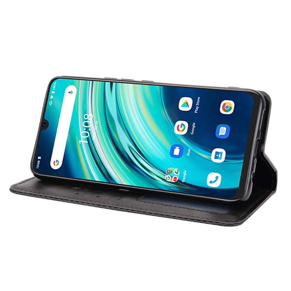 Vintage Style Magnetic Closure Leather Cell Phone Cover with Stand for Umidigi A9 Pro - Black-7