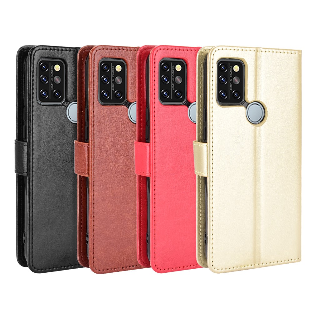 Wallet Stand Phone Cover for Umidigi A9 Pro Crazy Horse Texture Leather Shell - Black-11