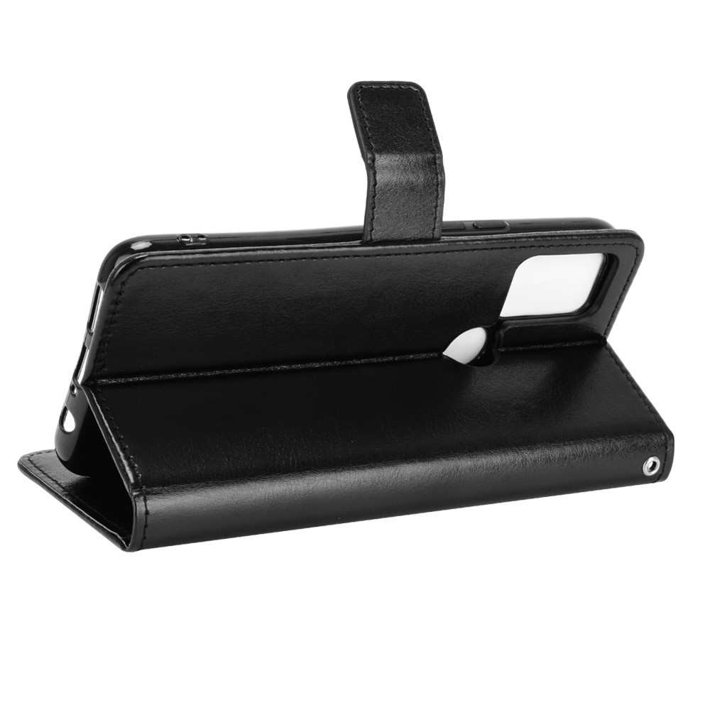 Wallet Stand Phone Cover for Umidigi A9 Pro Crazy Horse Texture Leather Shell - Black-6