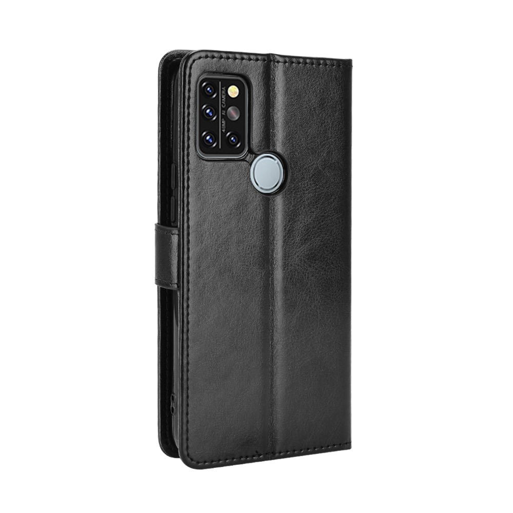 Wallet Stand Phone Cover for Umidigi A9 Pro Crazy Horse Texture Leather Shell - Black-7