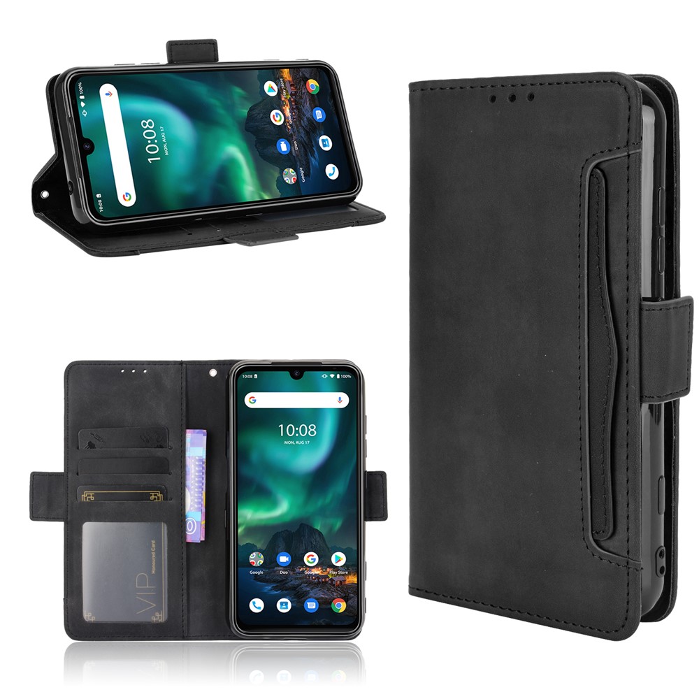 Leather Phone Wallet Design Stand Feature Protective Cover Case with Multiple Card Slots for UMIDIGI Bison - Black-1