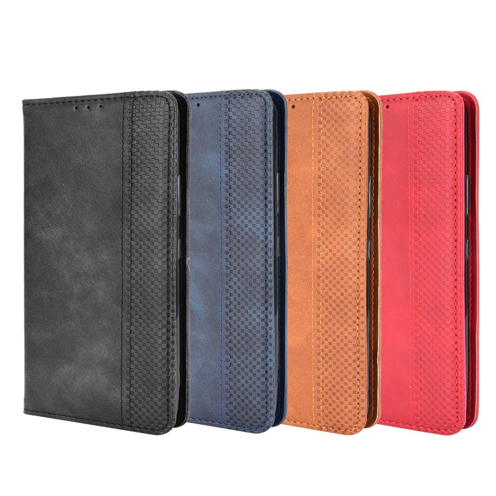 Magnetic Retro Style Wallet Stand Phone Protective Case Cover for Infinix Hot 10/X682 - Black-11