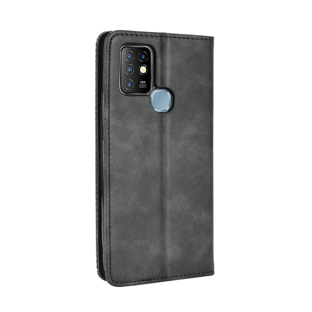 Magnetic Retro Style Wallet Stand Phone Protective Case Cover for Infinix Hot 10/X682 - Black-3