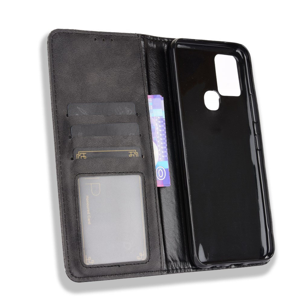 Magnetic Retro Style Wallet Stand Phone Protective Case Cover for Infinix Hot 10/X682 - Black-5