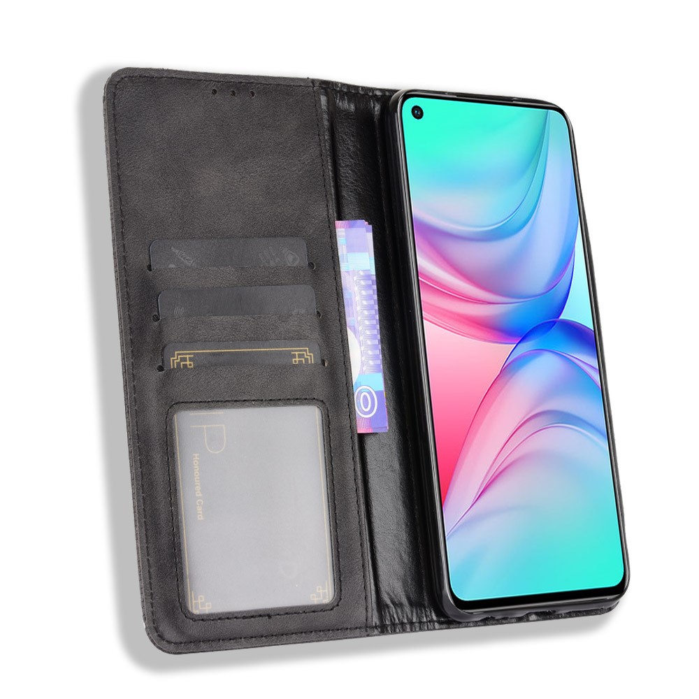 Magnetic Retro Style Wallet Stand Phone Protective Case Cover for Infinix Hot 10/X682 - Black-6
