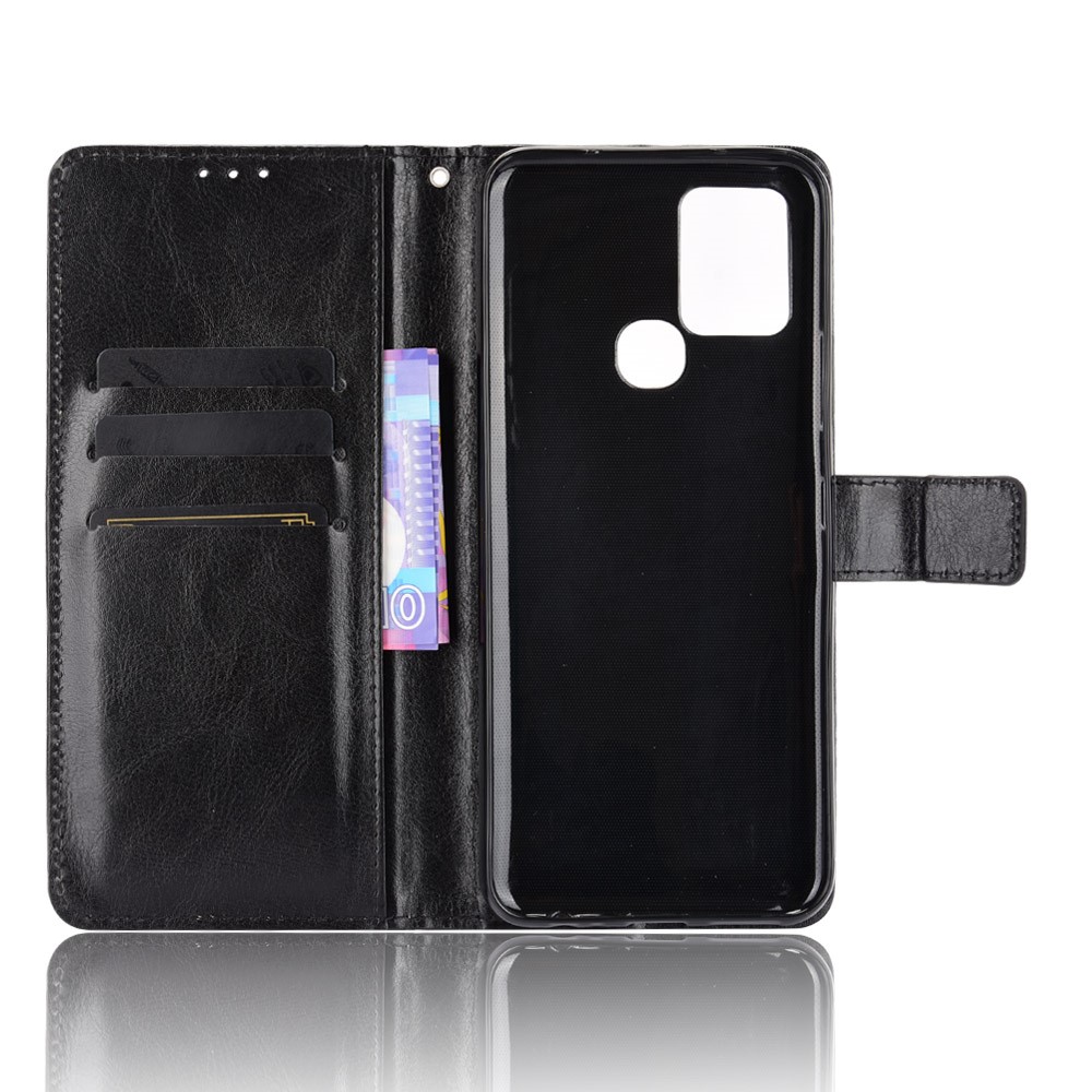 Wallet Stand Phone Cover for Infinix Hot 10/X682 Crazy Horse Texture Leather Shell - Black-3