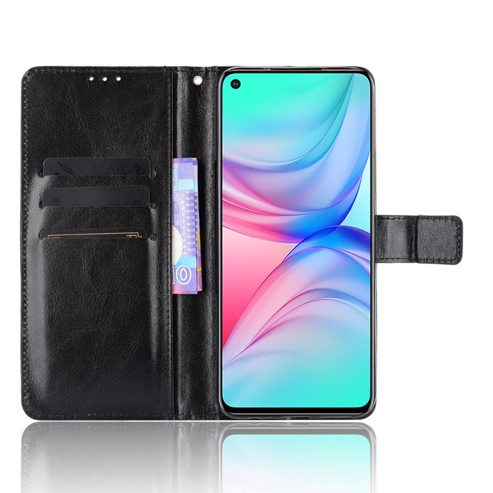 Wallet Stand Phone Cover for Infinix Hot 10/X682 Crazy Horse Texture Leather Shell - Black-4