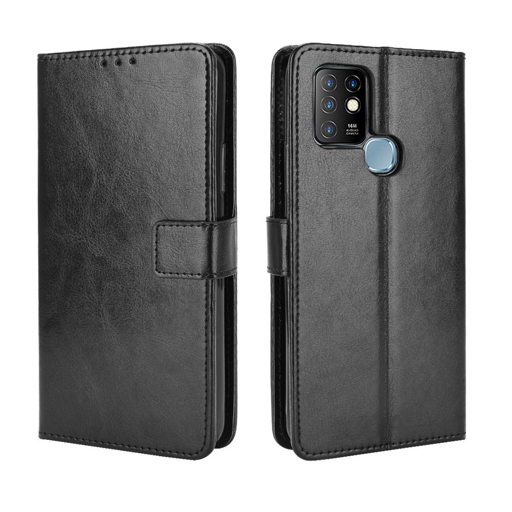 Wallet Stand Phone Cover for Infinix Hot 10/X682 Crazy Horse Texture Leather Shell - Black-7