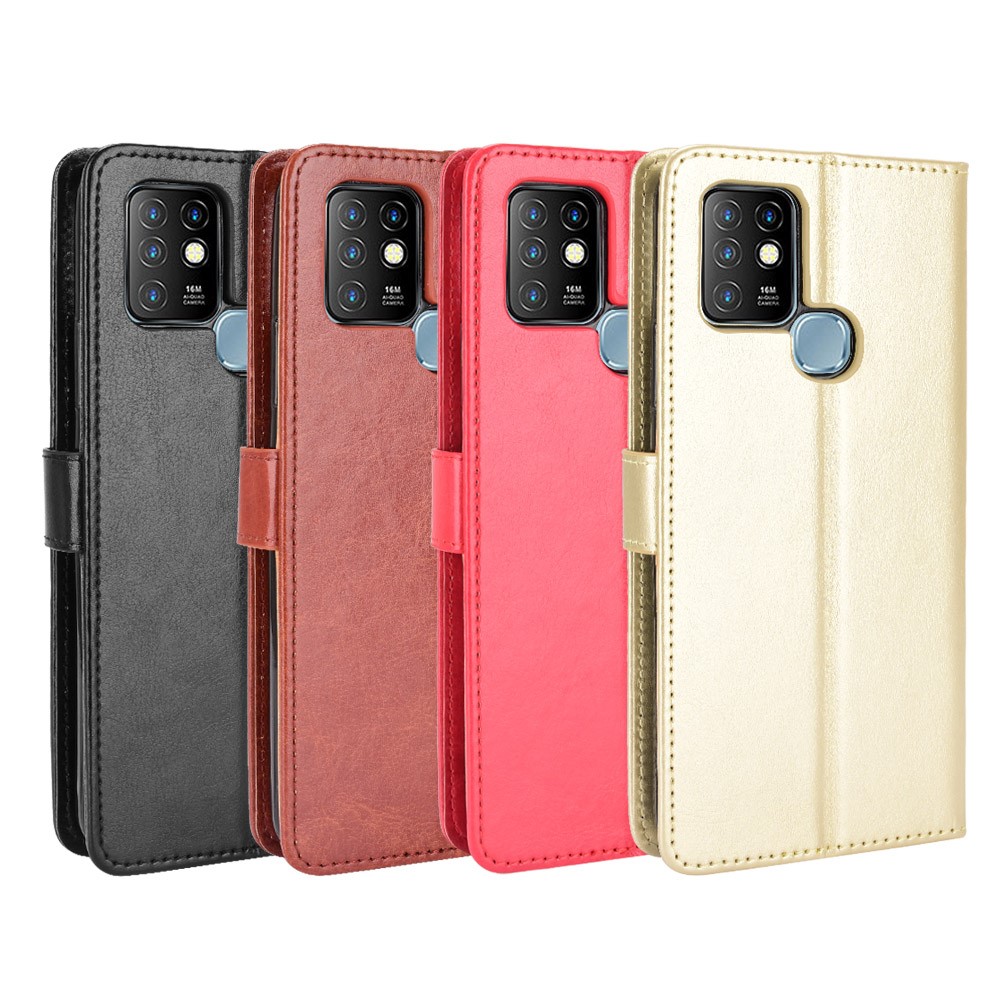 Wallet Stand Phone Cover for Infinix Hot 10/X682 Crazy Horse Texture Leather Shell - Black-8