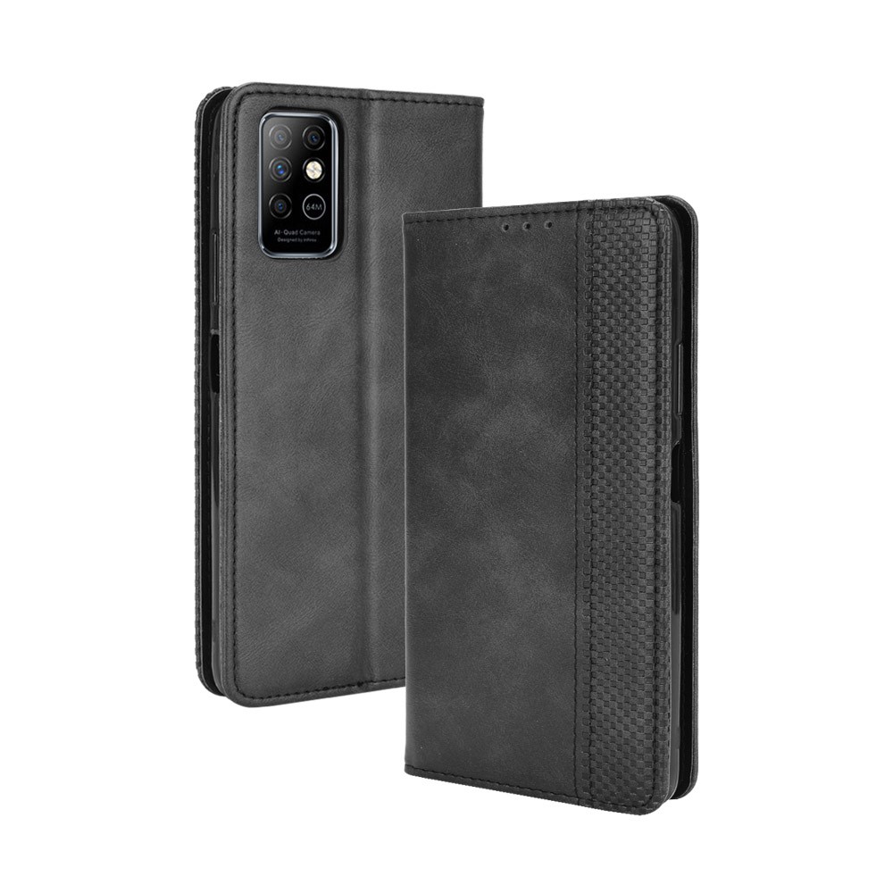 Magnetic Vintage Style Wallet Stand Phone Case Cover for Infinix Note 8/X692 - Black-8