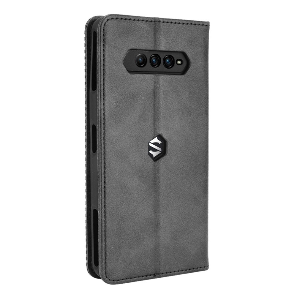 Magnetic Closure Vintage Style Phone Case Wallet Stand Leather Cover for Xiaomi Black Shark 4 Pro / Black Shark 4 - Black-3