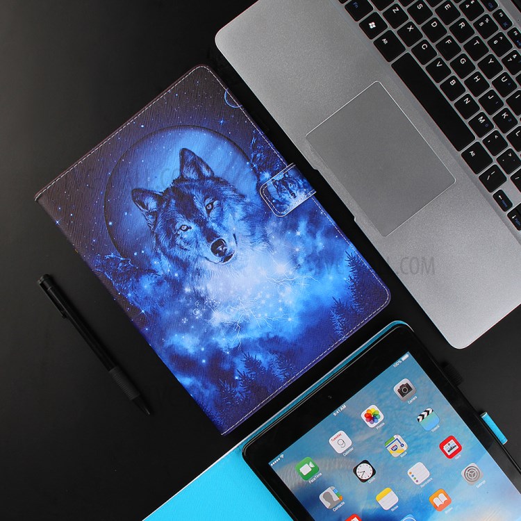 For 10-inch Tablets Universal Patterned Leather Case Wallet Stand Protection Cover, Size: 274x188x23mm - Moon Wolf-11