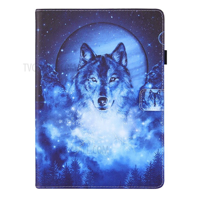 For 10-inch Tablets Universal Patterned Leather Case Wallet Stand Protection Cover, Size: 274x188x23mm - Moon Wolf-2