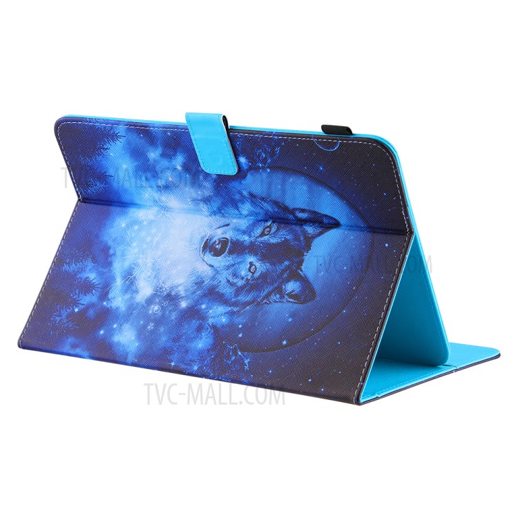 For 10-inch Tablets Universal Patterned Leather Case Wallet Stand Protection Cover, Size: 274x188x23mm - Moon Wolf-4