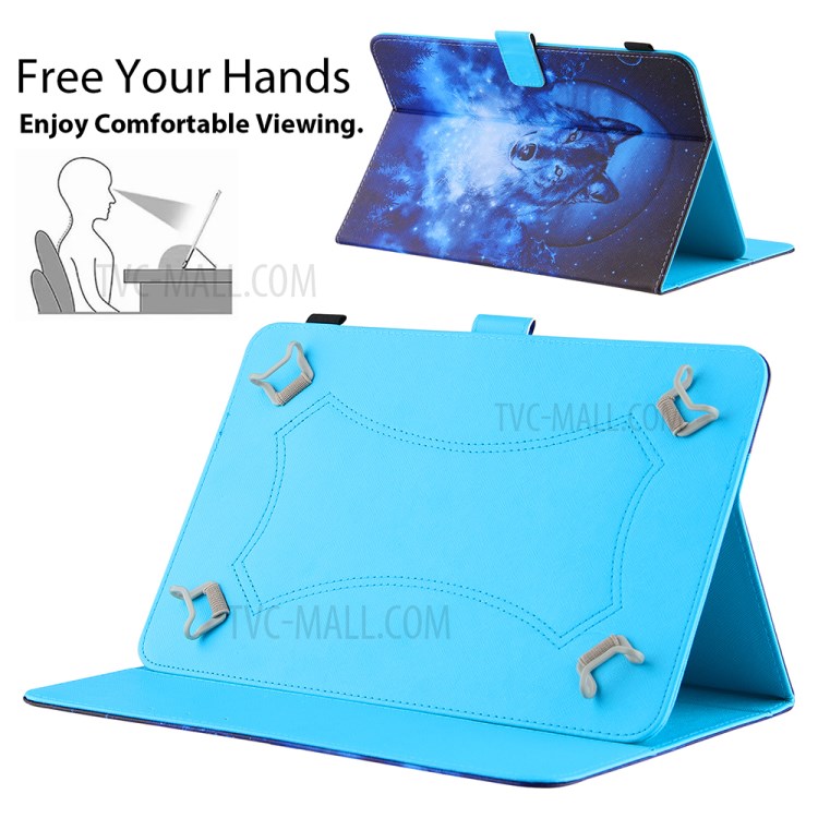 For 10-inch Tablets Universal Patterned Leather Case Wallet Stand Protection Cover, Size: 274x188x23mm - Moon Wolf-5