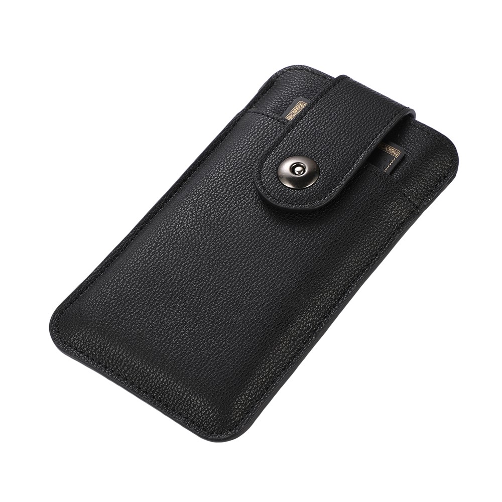 PU Leather Mobile Phone Protective Case Bag Holder with Card Slot, Inner Size 17.8x9.8 cm - Black-6
